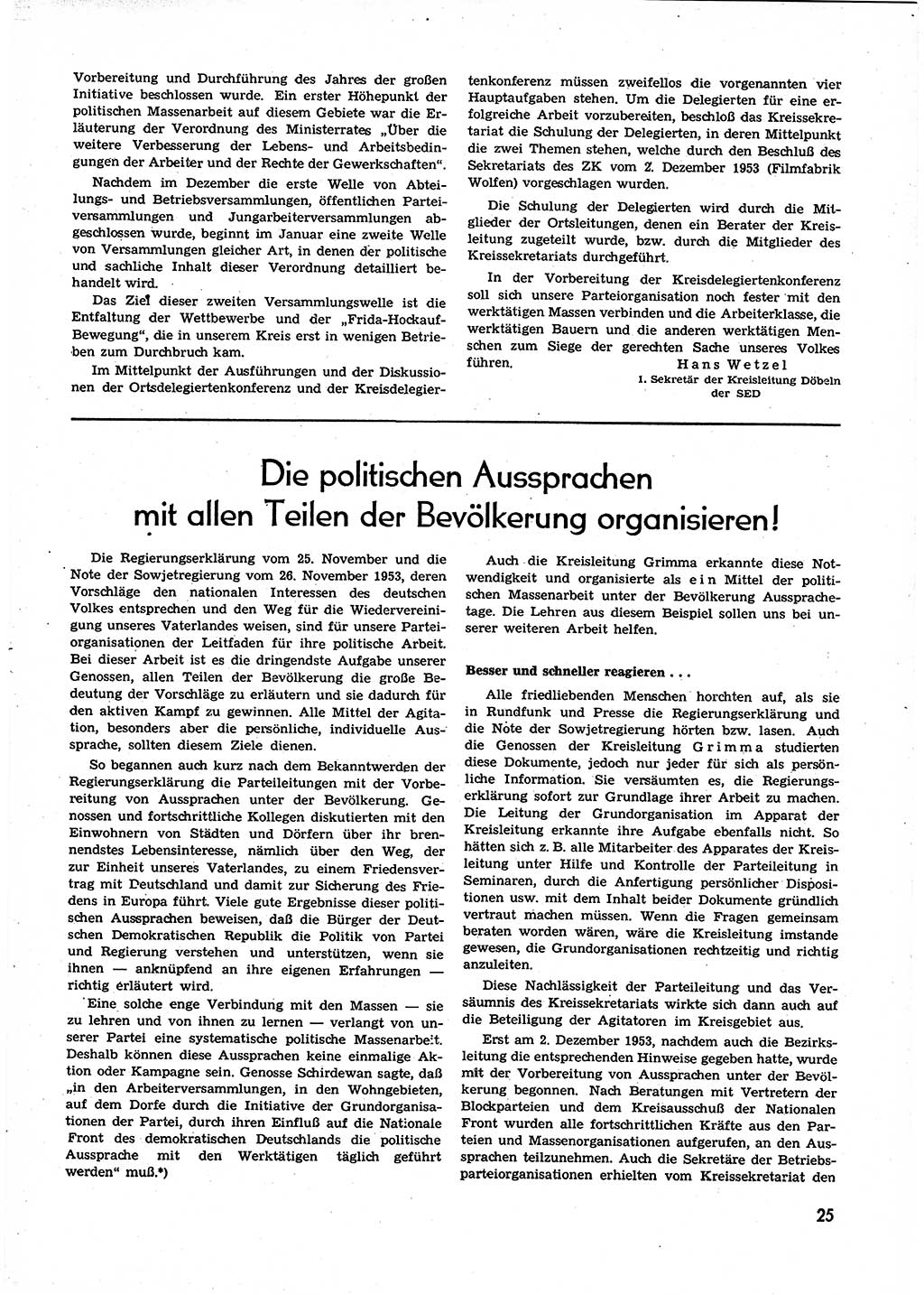 Neuer Weg (NW), Organ des Zentralkomitees (ZK) der SED (Sozialistische Einheitspartei Deutschlands) für alle Parteiarbeiter, 9. Jahrgang [Deutsche Demokratische Republik (DDR)] 1954, Heft 1/25 (NW ZK SED DDR 1954, H. 1/25)