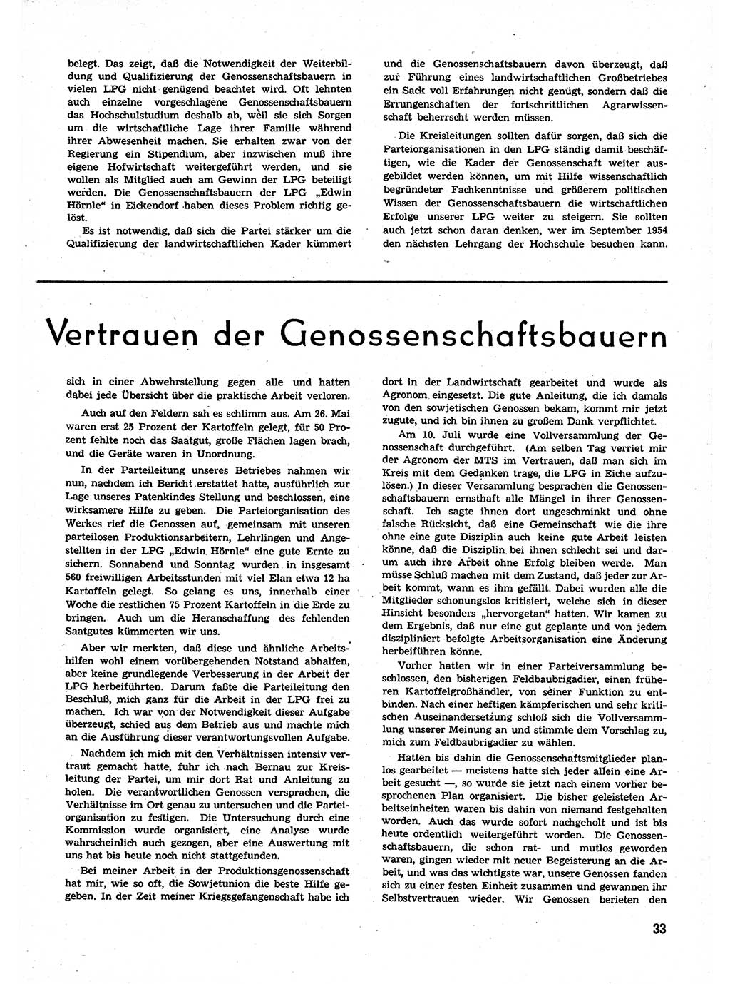 Neuer Weg (NW), Organ des Zentralkomitees (ZK) der SED (Sozialistische Einheitspartei Deutschlands) für alle Parteiarbeiter, 9. Jahrgang [Deutsche Demokratische Republik (DDR)] 1954, Heft 1/33 (NW ZK SED DDR 1954, H. 1/33)