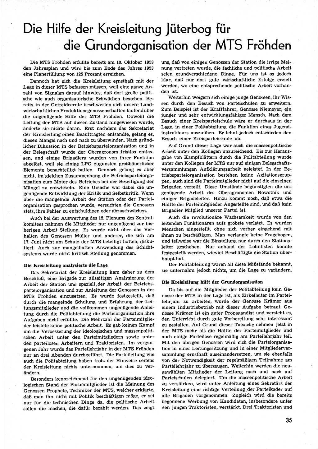 Neuer Weg (NW), Organ des Zentralkomitees (ZK) der SED (Sozialistische Einheitspartei Deutschlands) für alle Parteiarbeiter, 9. Jahrgang [Deutsche Demokratische Republik (DDR)] 1954, Heft 1/35 (NW ZK SED DDR 1954, H. 1/35)