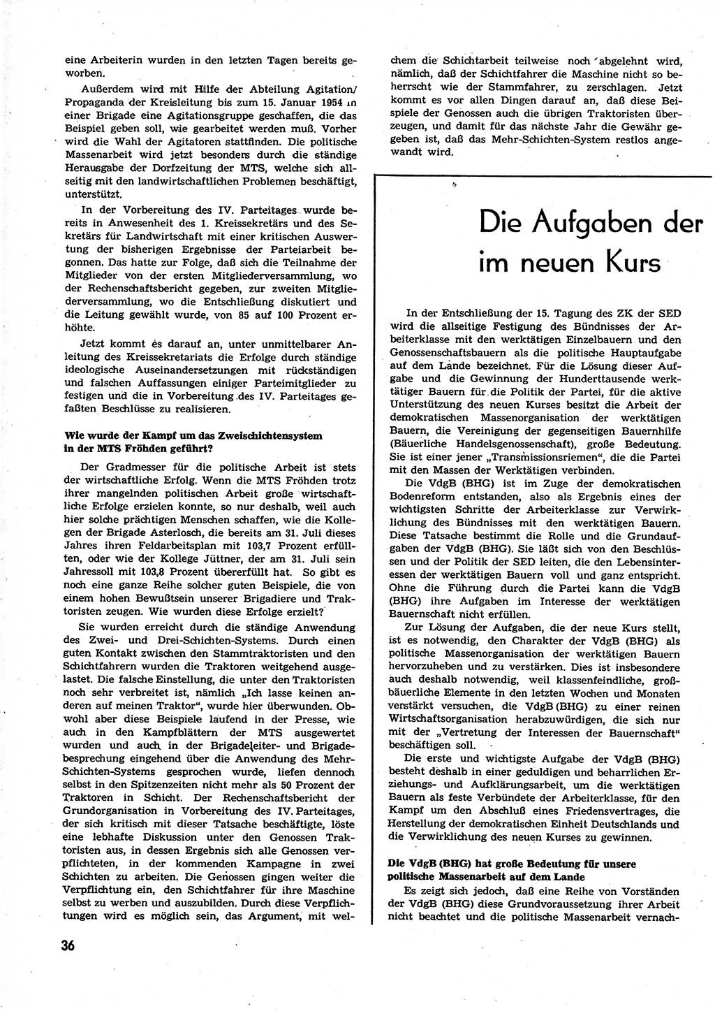 Neuer Weg (NW), Organ des Zentralkomitees (ZK) der SED (Sozialistische Einheitspartei Deutschlands) für alle Parteiarbeiter, 9. Jahrgang [Deutsche Demokratische Republik (DDR)] 1954, Heft 1/36 (NW ZK SED DDR 1954, H. 1/36)