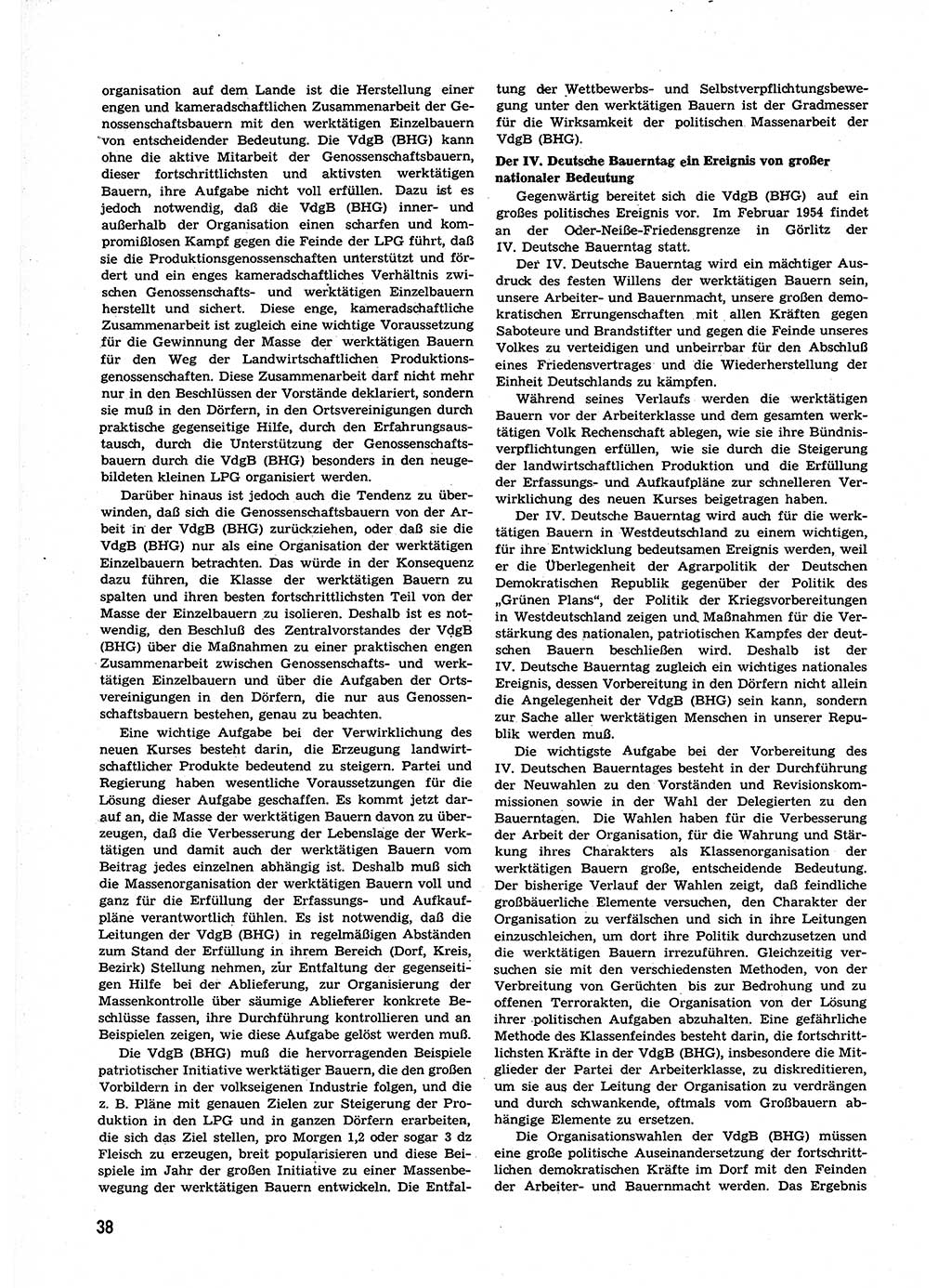 Neuer Weg (NW), Organ des Zentralkomitees (ZK) der SED (Sozialistische Einheitspartei Deutschlands) fÃ¼r alle Parteiarbeiter, 9. Jahrgang [Deutsche Demokratische Republik (DDR)] 1954, Heft 1/38 (NW ZK SED DDR 1954, H. 1/38)