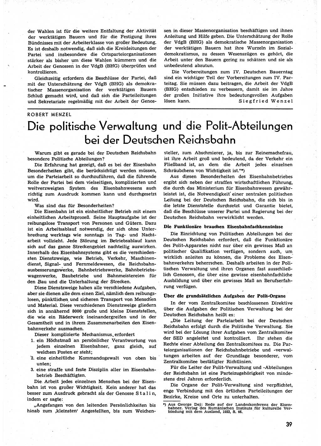 Neuer Weg (NW), Organ des Zentralkomitees (ZK) der SED (Sozialistische Einheitspartei Deutschlands) für alle Parteiarbeiter, 9. Jahrgang [Deutsche Demokratische Republik (DDR)] 1954, Heft 1/39 (NW ZK SED DDR 1954, H. 1/39)