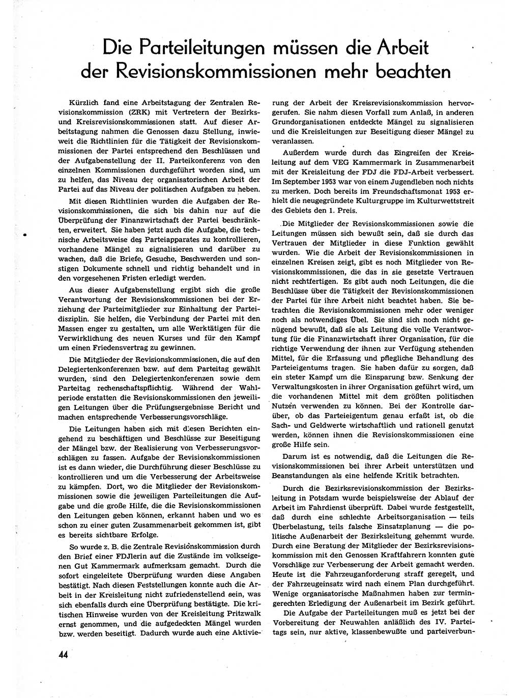 Neuer Weg (NW), Organ des Zentralkomitees (ZK) der SED (Sozialistische Einheitspartei Deutschlands) für alle Parteiarbeiter, 9. Jahrgang [Deutsche Demokratische Republik (DDR)] 1954, Heft 1/44 (NW ZK SED DDR 1954, H. 1/44)
