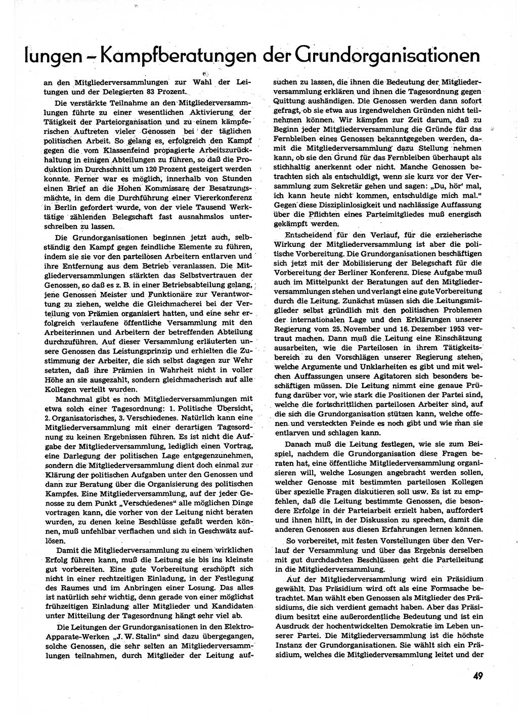 Neuer Weg (NW), Organ des Zentralkomitees (ZK) der SED (Sozialistische Einheitspartei Deutschlands) für alle Parteiarbeiter, 9. Jahrgang [Deutsche Demokratische Republik (DDR)] 1954, Heft 1/49 (NW ZK SED DDR 1954, H. 1/49)