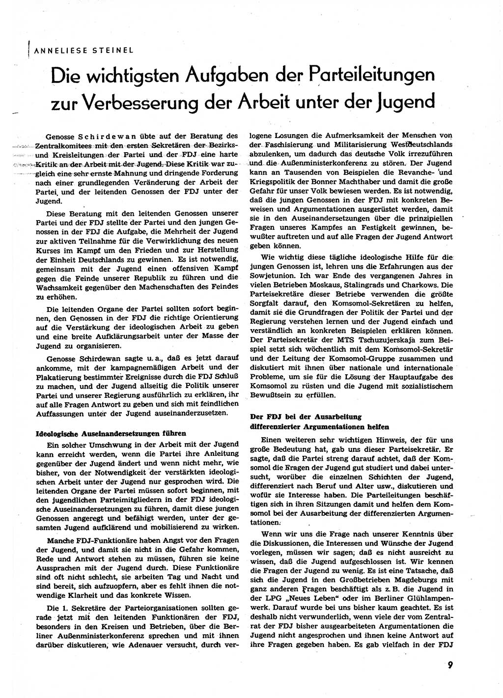 Neuer Weg (NW), Organ des Zentralkomitees (ZK) der SED (Sozialistische Einheitspartei Deutschlands) für alle Parteiarbeiter, 9. Jahrgang [Deutsche Demokratische Republik (DDR)] 1954, Heft 3/9 (NW ZK SED DDR 1954, H. 3/9)