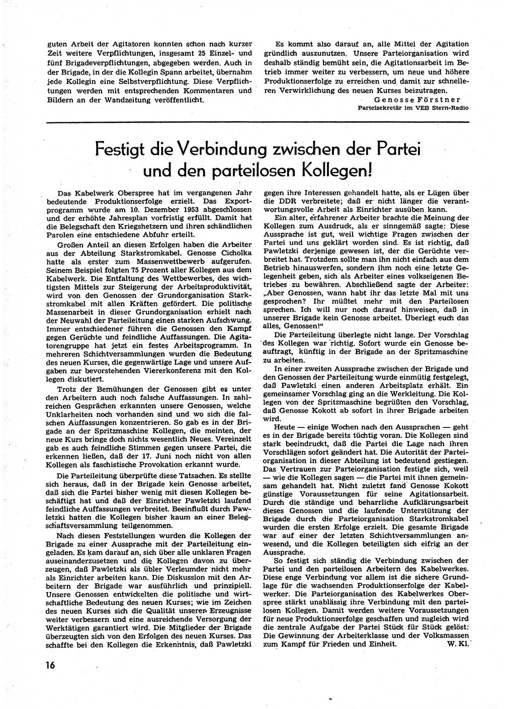 Neuer Weg (NW), Organ des Zentralkomitees (ZK) der SED (Sozialistische Einheitspartei Deutschlands) für alle Parteiarbeiter, 9. Jahrgang [Deutsche Demokratische Republik (DDR)] 1954, Heft 3/16 (NW ZK SED DDR 1954, H. 3/16)