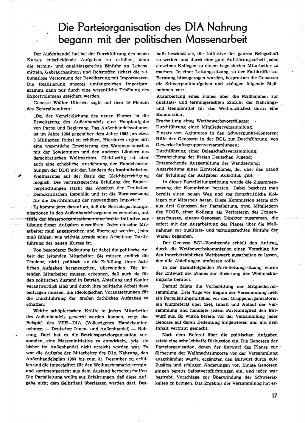 Neuer Weg (NW), Organ des Zentralkomitees (ZK) der SED (Sozialistische Einheitspartei Deutschlands) für alle Parteiarbeiter, 9. Jahrgang [Deutsche Demokratische Republik (DDR)] 1954, Heft 3/17 (NW ZK SED DDR 1954, H. 3/17)