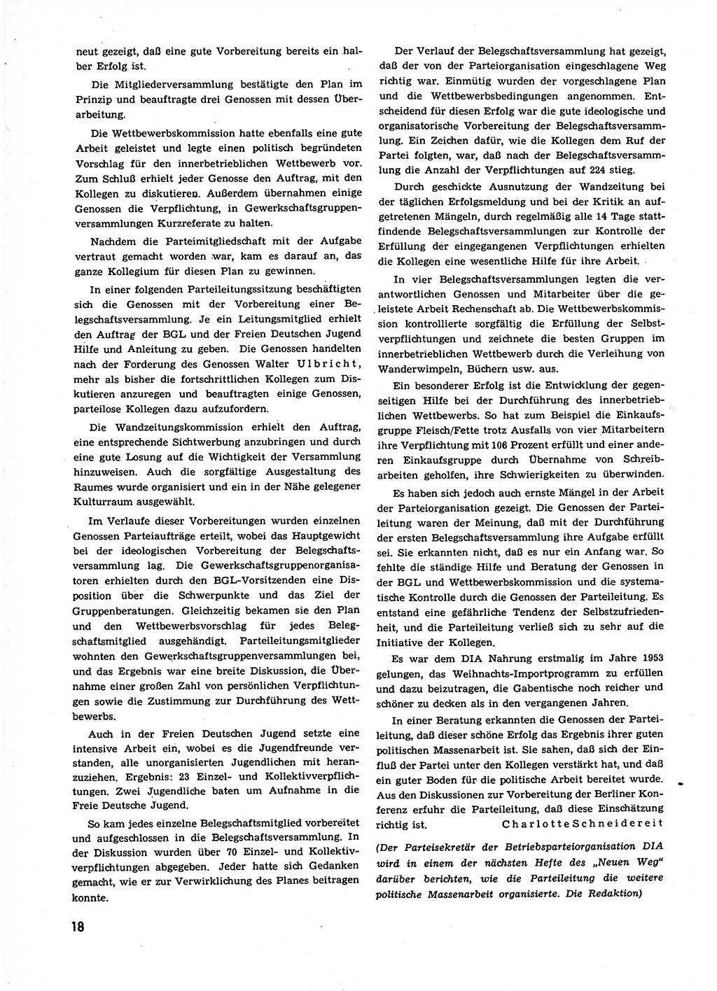 Neuer Weg (NW), Organ des Zentralkomitees (ZK) der SED (Sozialistische Einheitspartei Deutschlands) für alle Parteiarbeiter, 9. Jahrgang [Deutsche Demokratische Republik (DDR)] 1954, Heft 3/18 (NW ZK SED DDR 1954, H. 3/18)