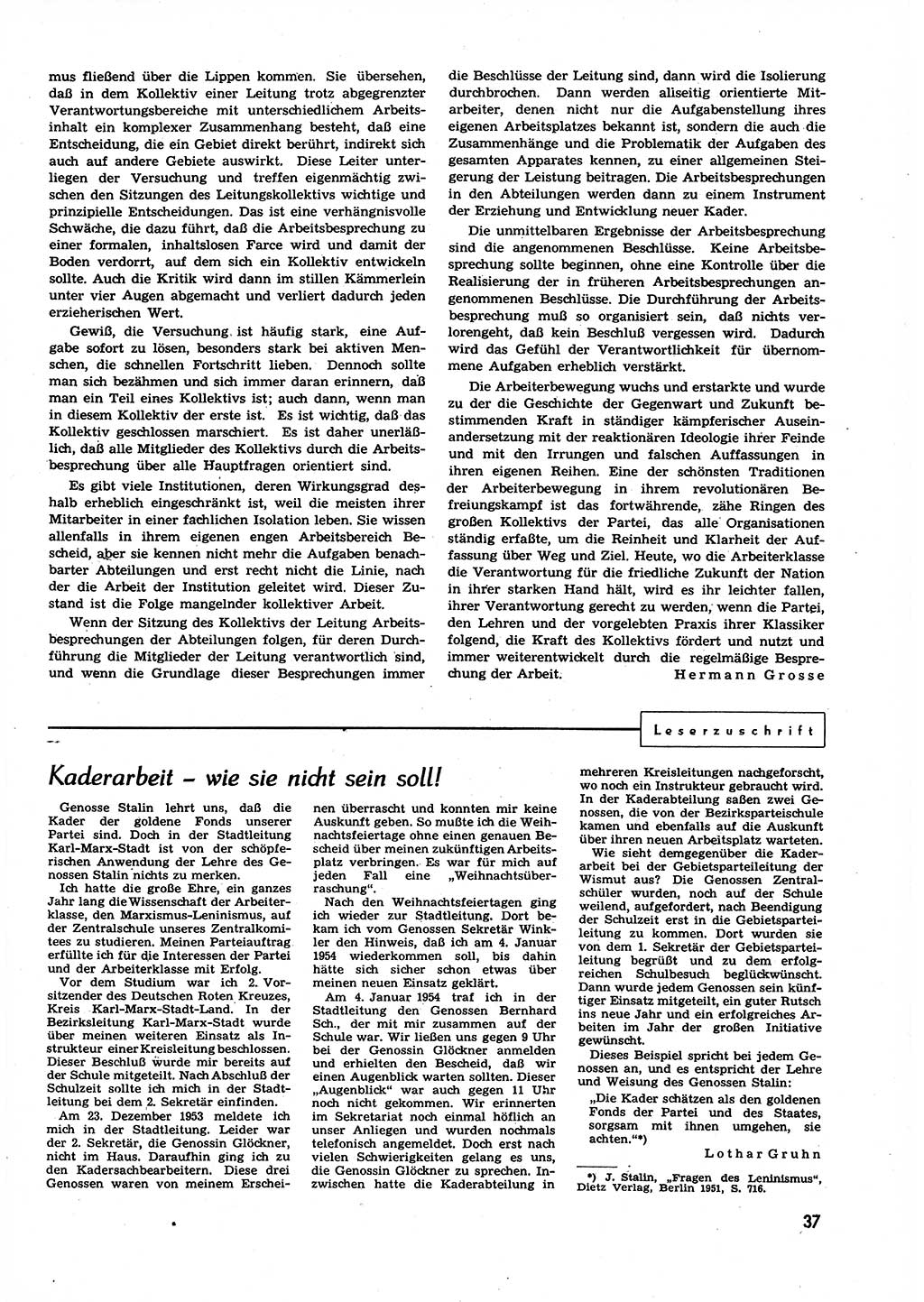 Neuer Weg (NW), Organ des Zentralkomitees (ZK) der SED (Sozialistische Einheitspartei Deutschlands) für alle Parteiarbeiter, 9. Jahrgang [Deutsche Demokratische Republik (DDR)] 1954, Heft 4/37 (NW ZK SED DDR 1954, H. 4/37)