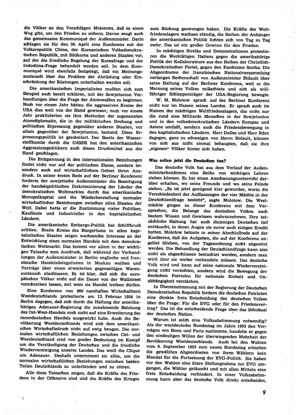 Neuer Weg (NW), Organ des Zentralkomitees (ZK) der SED (Sozialistische Einheitspartei Deutschlands) für alle Parteiarbeiter, 9. Jahrgang [Deutsche Demokratische Republik (DDR)] 1954, Heft 5/9 (NW ZK SED DDR 1954, H. 5/9)