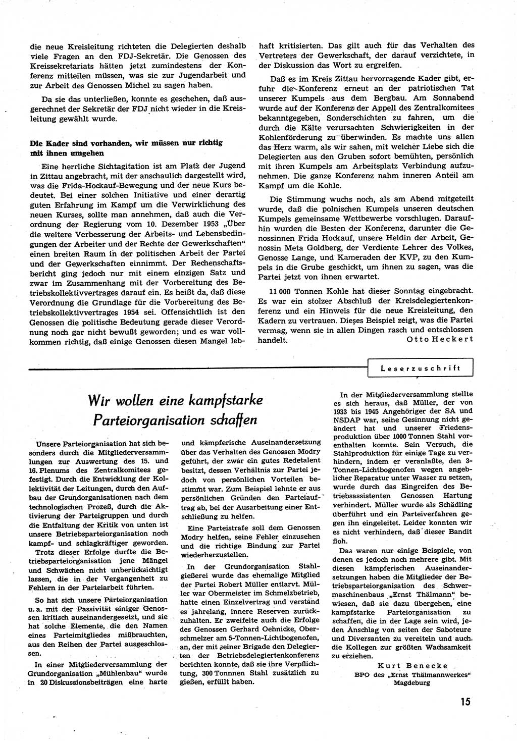 Neuer Weg (NW), Organ des Zentralkomitees (ZK) der SED (Sozialistische Einheitspartei Deutschlands) für alle Parteiarbeiter, 9. Jahrgang [Deutsche Demokratische Republik (DDR)] 1954, Heft 5/15 (NW ZK SED DDR 1954, H. 5/15)