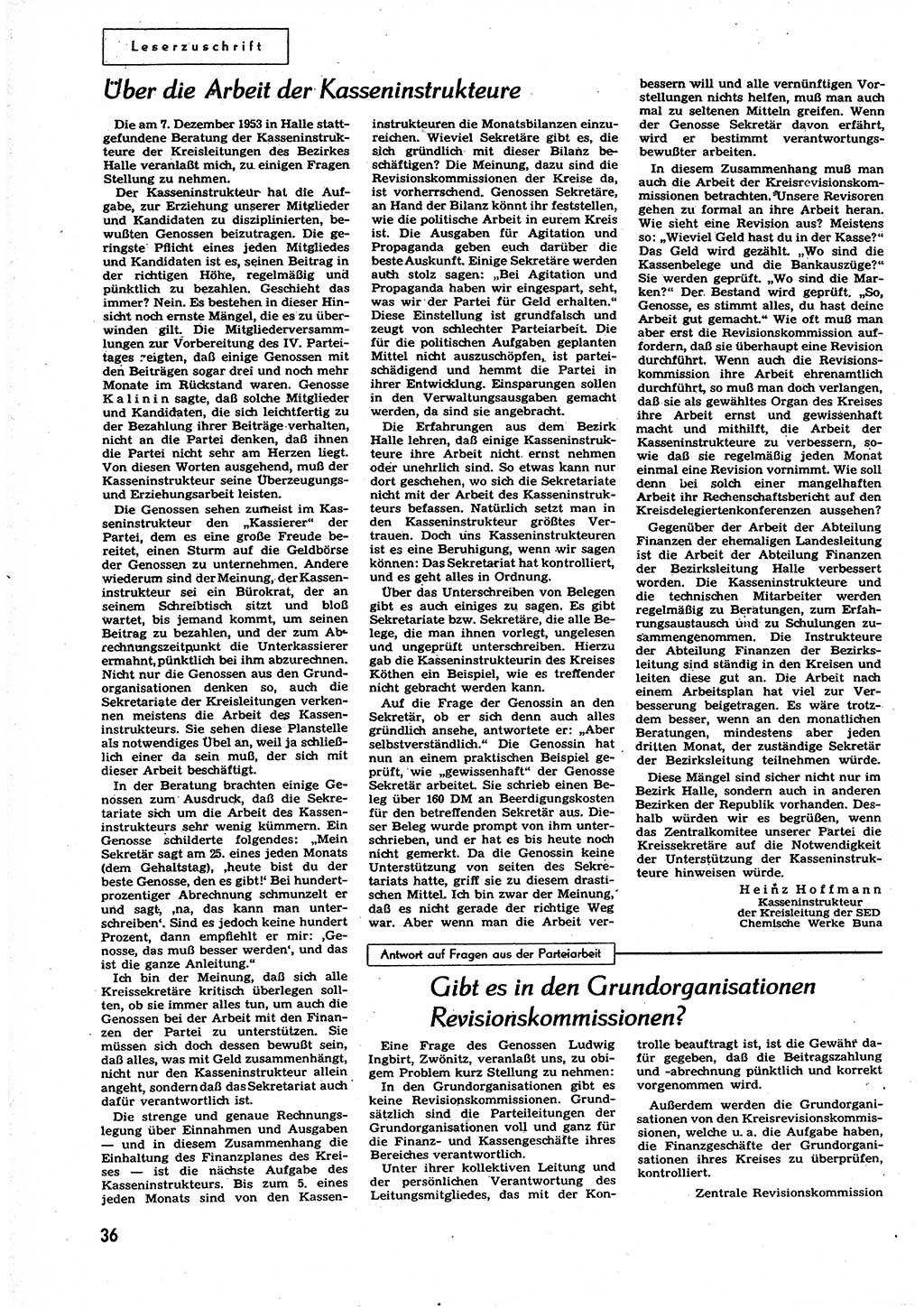 Neuer Weg (NW), Organ des Zentralkomitees (ZK) der SED (Sozialistische Einheitspartei Deutschlands) für alle Parteiarbeiter, 9. Jahrgang [Deutsche Demokratische Republik (DDR)] 1954, Heft 5/36 (NW ZK SED DDR 1954, H. 5/36)