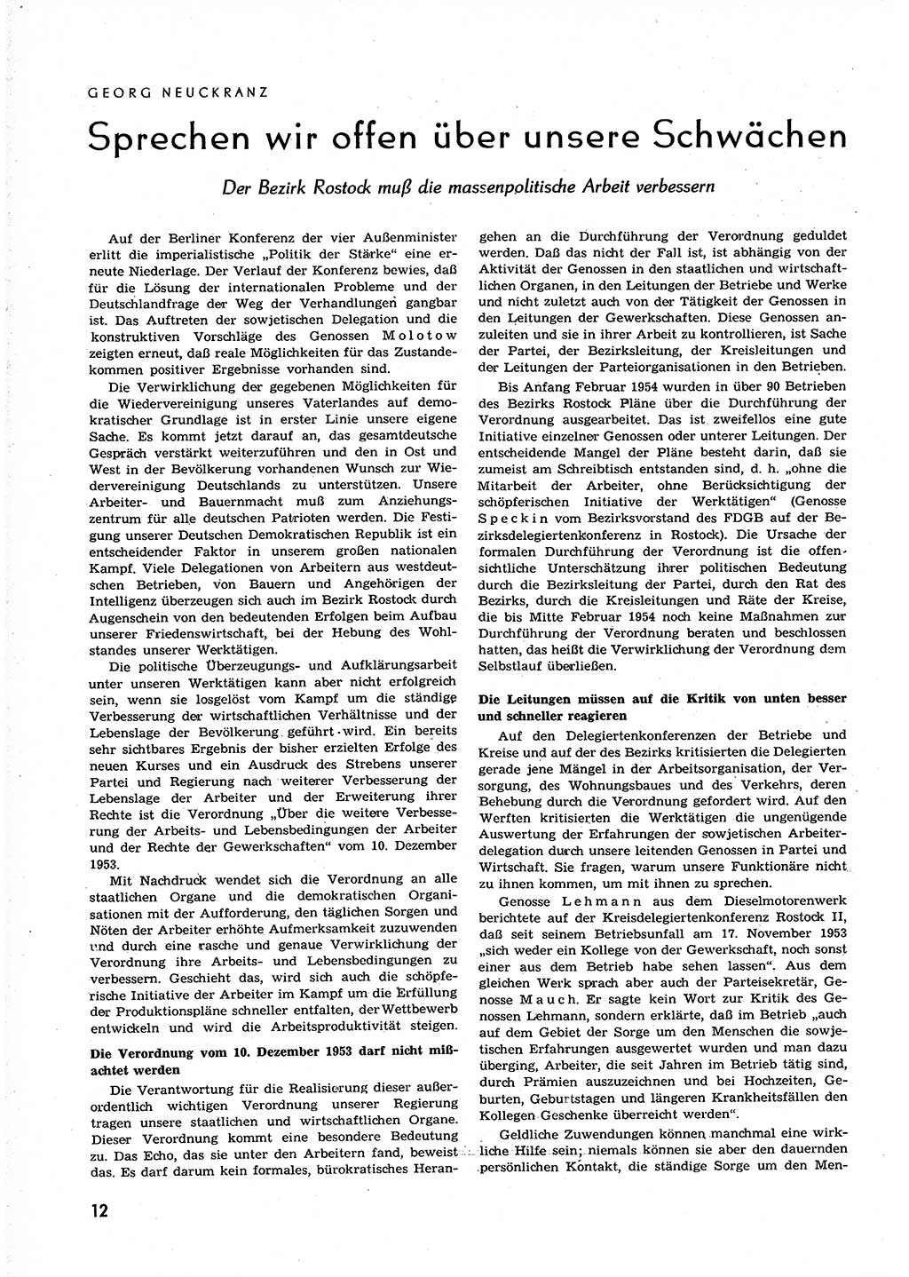 Neuer Weg (NW), Organ des Zentralkomitees (ZK) der SED (Sozialistische Einheitspartei Deutschlands) für alle Parteiarbeiter, 9. Jahrgang [Deutsche Demokratische Republik (DDR)] 1954, Heft 6/12 (NW ZK SED DDR 1954, H. 6/12)