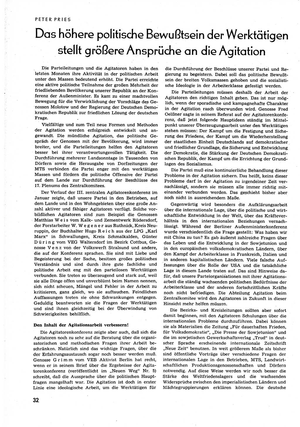 Neuer Weg (NW), Organ des Zentralkomitees (ZK) der SED (Sozialistische Einheitspartei Deutschlands) für alle Parteiarbeiter, 9. Jahrgang [Deutsche Demokratische Republik (DDR)] 1954, Heft 6/32 (NW ZK SED DDR 1954, H. 6/32)