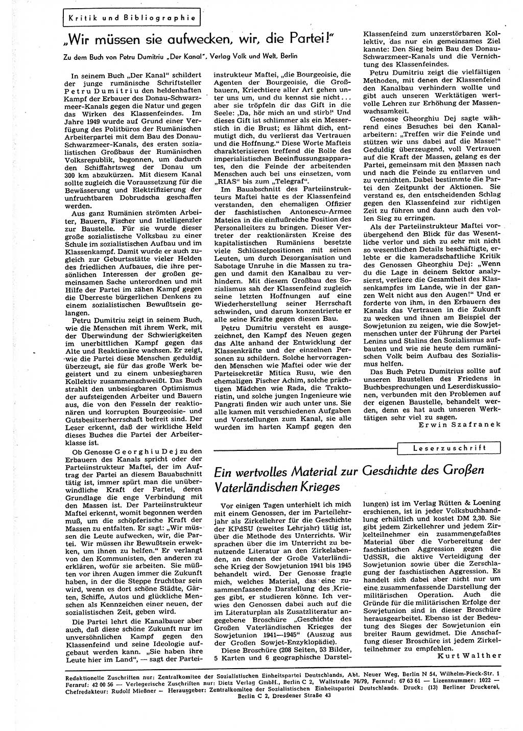 Neuer Weg (NW), Organ des Zentralkomitees (ZK) der SED (Sozialistische Einheitspartei Deutschlands) für alle Parteiarbeiter, 9. Jahrgang [Deutsche Demokratische Republik (DDR)] 1954, Heft 6/44 (NW ZK SED DDR 1954, H. 6/44)