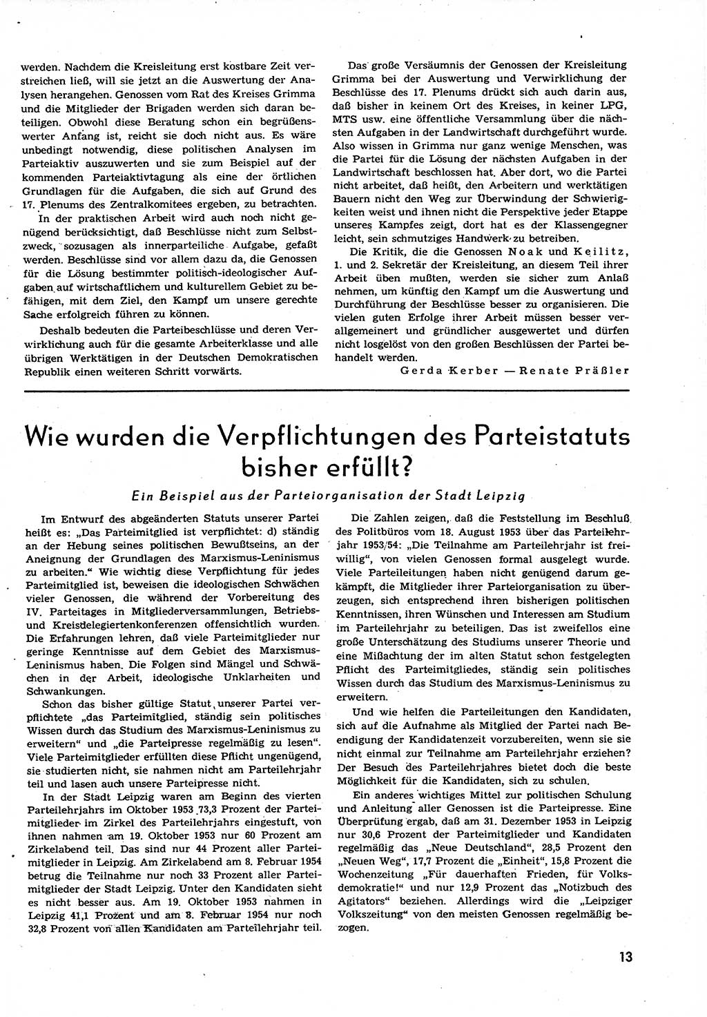 Neuer Weg (NW), Organ des Zentralkomitees (ZK) der SED (Sozialistische Einheitspartei Deutschlands) für alle Parteiarbeiter, 9. Jahrgang [Deutsche Demokratische Republik (DDR)] 1954, Heft 7/13 (NW ZK SED DDR 1954, H. 7/13)