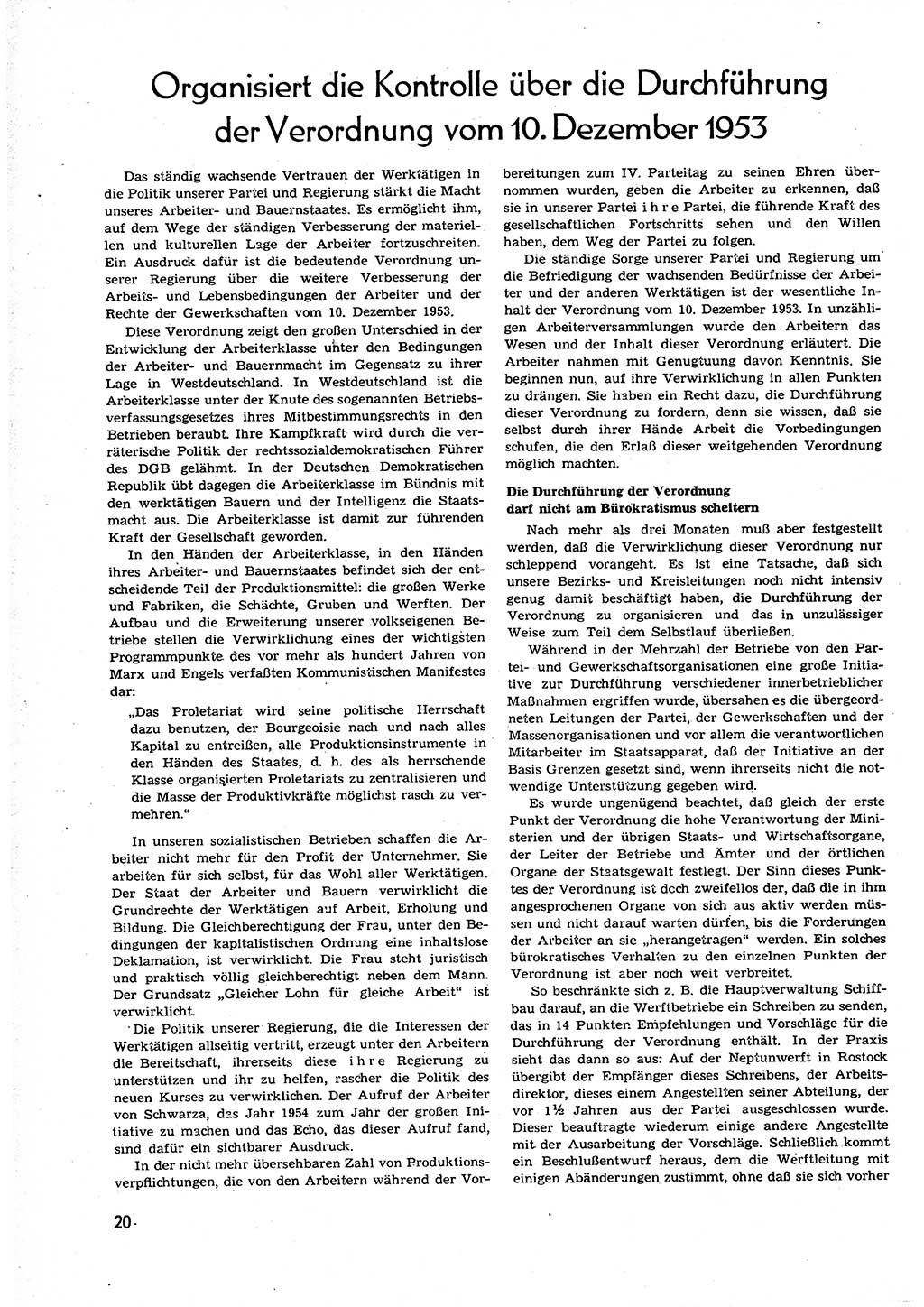 Neuer Weg (NW), Organ des Zentralkomitees (ZK) der SED (Sozialistische Einheitspartei Deutschlands) für alle Parteiarbeiter, 9. Jahrgang [Deutsche Demokratische Republik (DDR)] 1954, Heft 7/20 (NW ZK SED DDR 1954, H. 7/20)