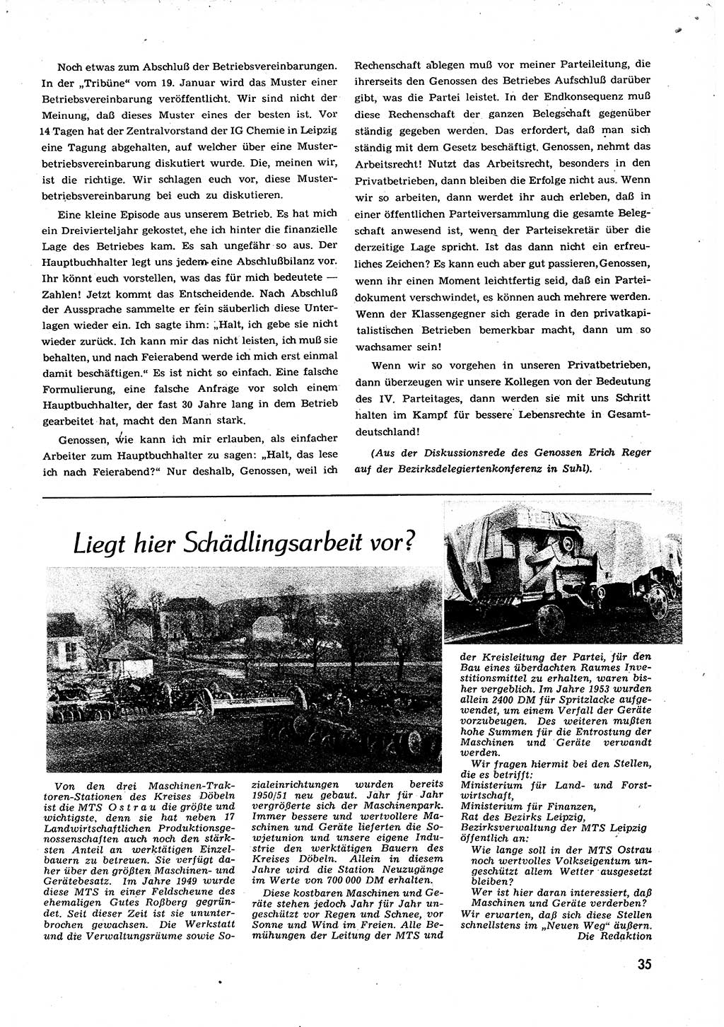 Neuer Weg (NW), Organ des Zentralkomitees (ZK) der SED (Sozialistische Einheitspartei Deutschlands) für alle Parteiarbeiter, 9. Jahrgang [Deutsche Demokratische Republik (DDR)] 1954, Heft 7/35 (NW ZK SED DDR 1954, H. 7/35)