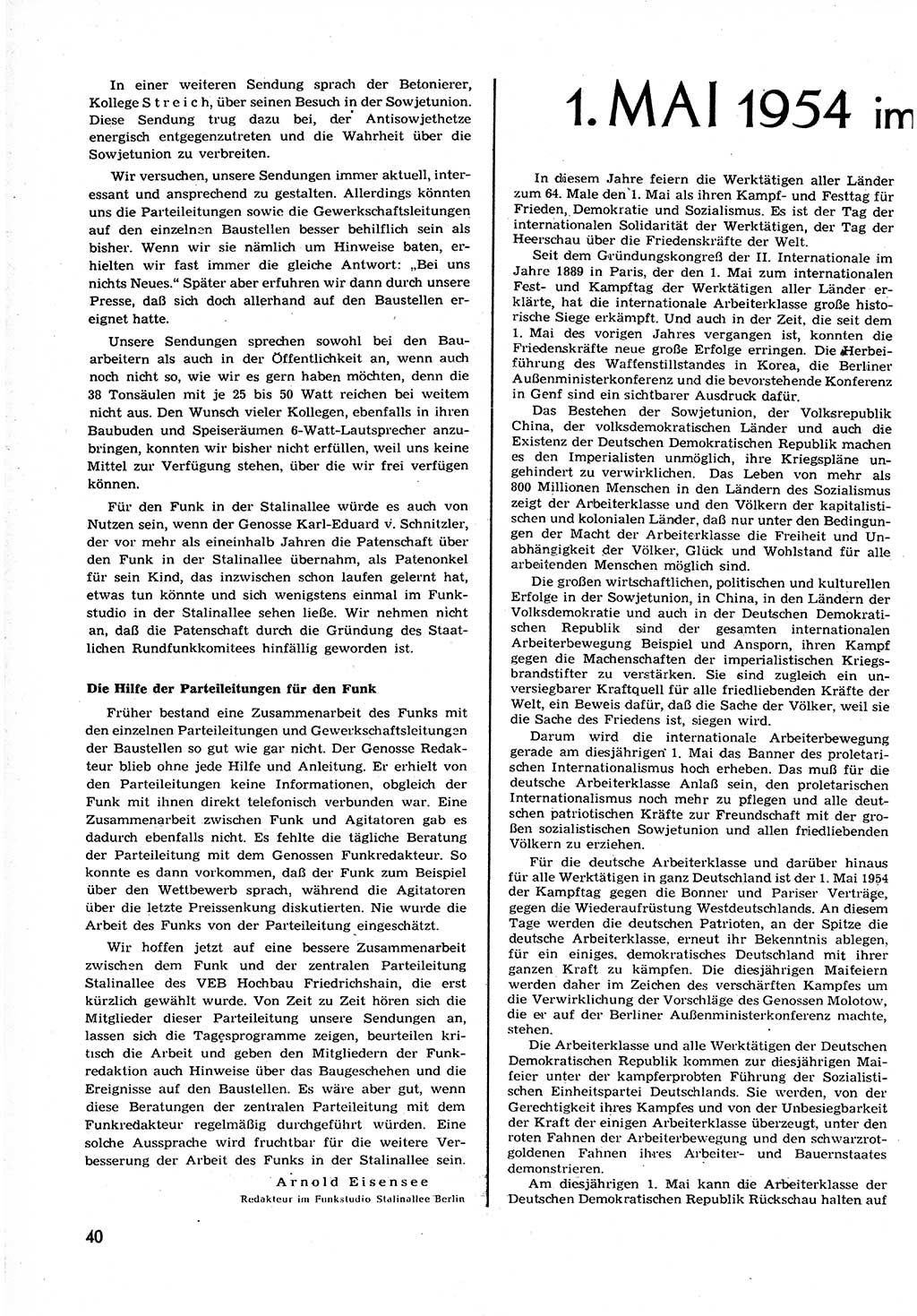 Neuer Weg (NW), Organ des Zentralkomitees (ZK) der SED (Sozialistische Einheitspartei Deutschlands) für alle Parteiarbeiter, 9. Jahrgang [Deutsche Demokratische Republik (DDR)] 1954, Heft 7/40 (NW ZK SED DDR 1954, H. 7/40)