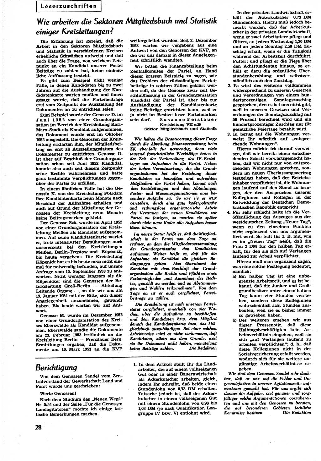 Neuer Weg (NW), Organ des Zentralkomitees (ZK) der SED (Sozialistische Einheitspartei Deutschlands) für alle Parteiarbeiter, 9. Jahrgang [Deutsche Demokratische Republik (DDR)] 1954, Heft 8/28 (NW ZK SED DDR 1954, H. 8/28)