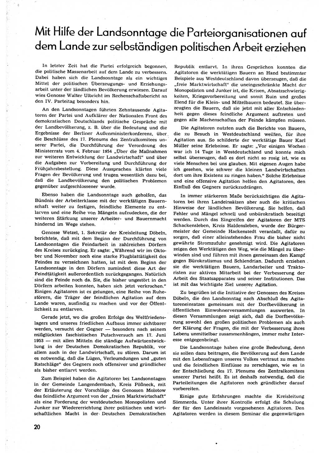 Neuer Weg (NW), Organ des Zentralkomitees (ZK) der SED (Sozialistische Einheitspartei Deutschlands) für alle Parteiarbeiter, 9. Jahrgang [Deutsche Demokratische Republik (DDR)] 1954, Heft 9/20 (NW ZK SED DDR 1954, H. 9/20)
