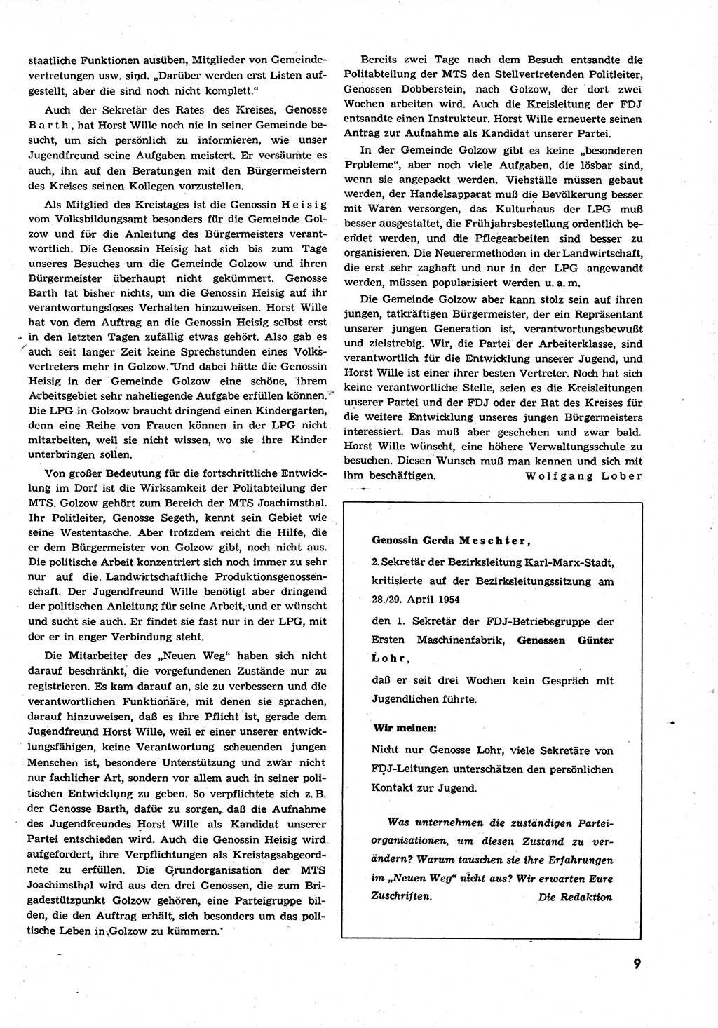 Neuer Weg (NW), Organ des Zentralkomitees (ZK) der SED (Sozialistische Einheitspartei Deutschlands) für alle Parteiarbeiter, 9. Jahrgang [Deutsche Demokratische Republik (DDR)] 1954, Heft 10/9 (NW ZK SED DDR 1954, H. 10/9)