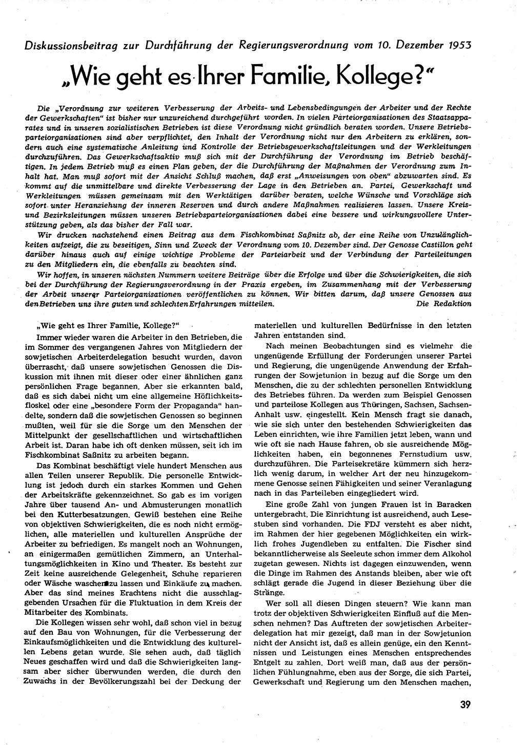 Neuer Weg (NW), Organ des Zentralkomitees (ZK) der SED (Sozialistische Einheitspartei Deutschlands) für alle Parteiarbeiter, 9. Jahrgang [Deutsche Demokratische Republik (DDR)] 1954, Heft 10/39 (NW ZK SED DDR 1954, H. 10/39)