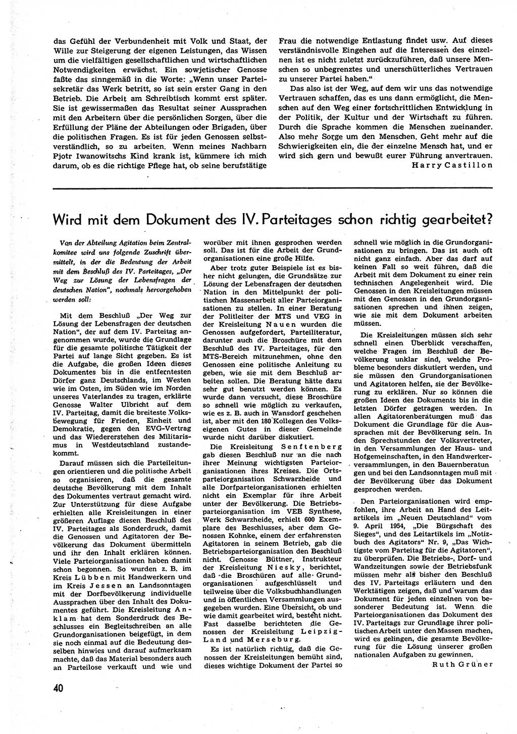 Neuer Weg (NW), Organ des Zentralkomitees (ZK) der SED (Sozialistische Einheitspartei Deutschlands) für alle Parteiarbeiter, 9. Jahrgang [Deutsche Demokratische Republik (DDR)] 1954, Heft 10/40 (NW ZK SED DDR 1954, H. 10/40)