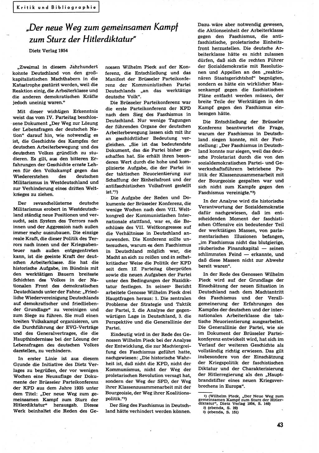 Neuer Weg (NW), Organ des Zentralkomitees (ZK) der SED (Sozialistische Einheitspartei Deutschlands) für alle Parteiarbeiter, 9. Jahrgang [Deutsche Demokratische Republik (DDR)] 1954, Heft 10/43 (NW ZK SED DDR 1954, H. 10/43)