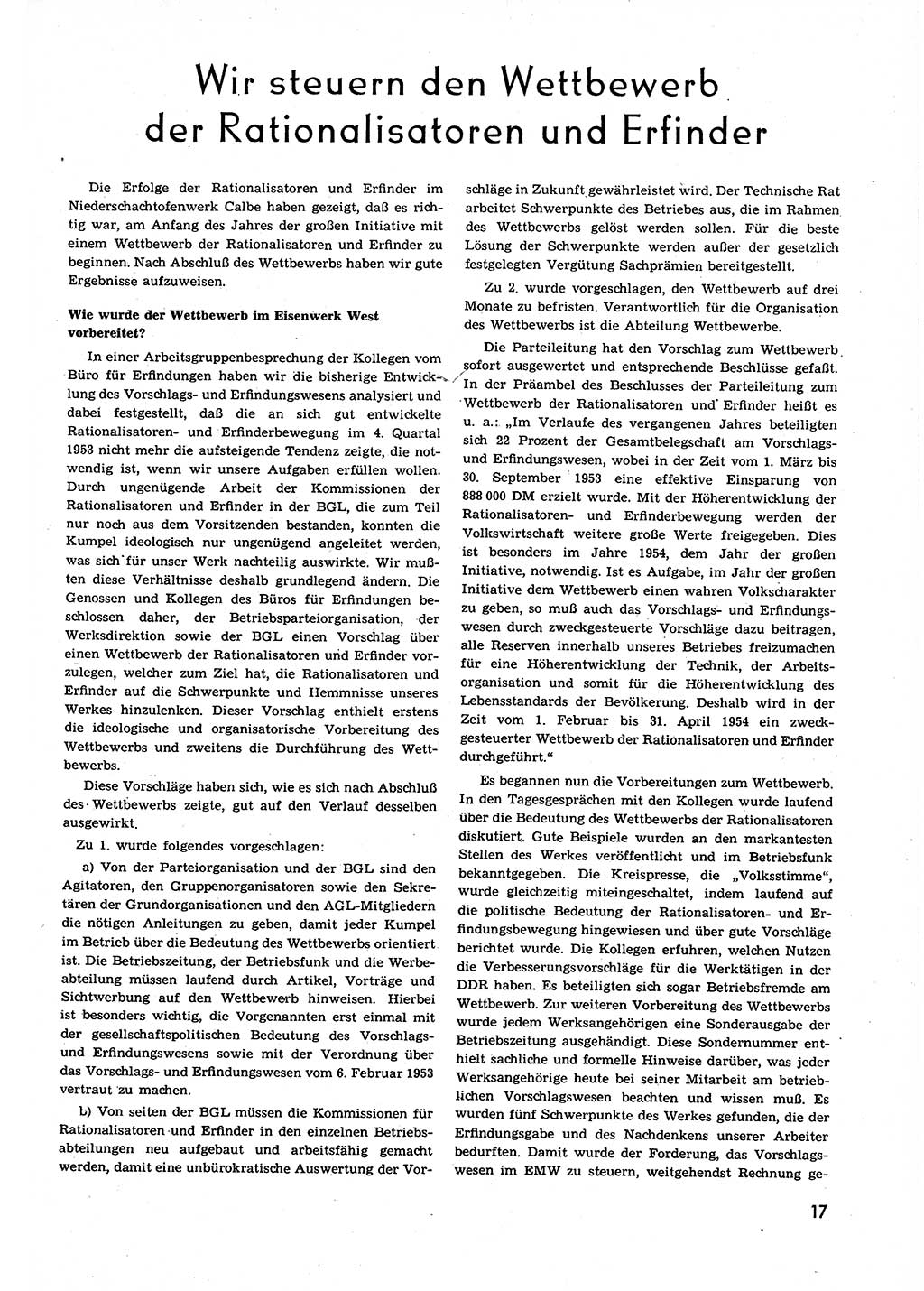 Neuer Weg (NW), Organ des Zentralkomitees (ZK) der SED (Sozialistische Einheitspartei Deutschlands) für alle Parteiarbeiter, 9. Jahrgang [Deutsche Demokratische Republik (DDR)] 1954, Heft 11/17 (NW ZK SED DDR 1954, H. 11/17)