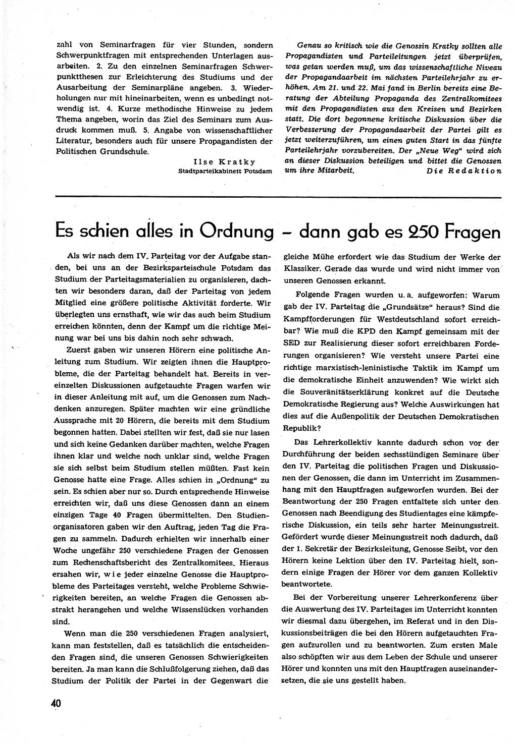 Neuer Weg (NW), Organ des Zentralkomitees (ZK) der SED (Sozialistische Einheitspartei Deutschlands) für alle Parteiarbeiter, 9. Jahrgang [Deutsche Demokratische Republik (DDR)] 1954, Heft 11/40 (NW ZK SED DDR 1954, H. 11/40)