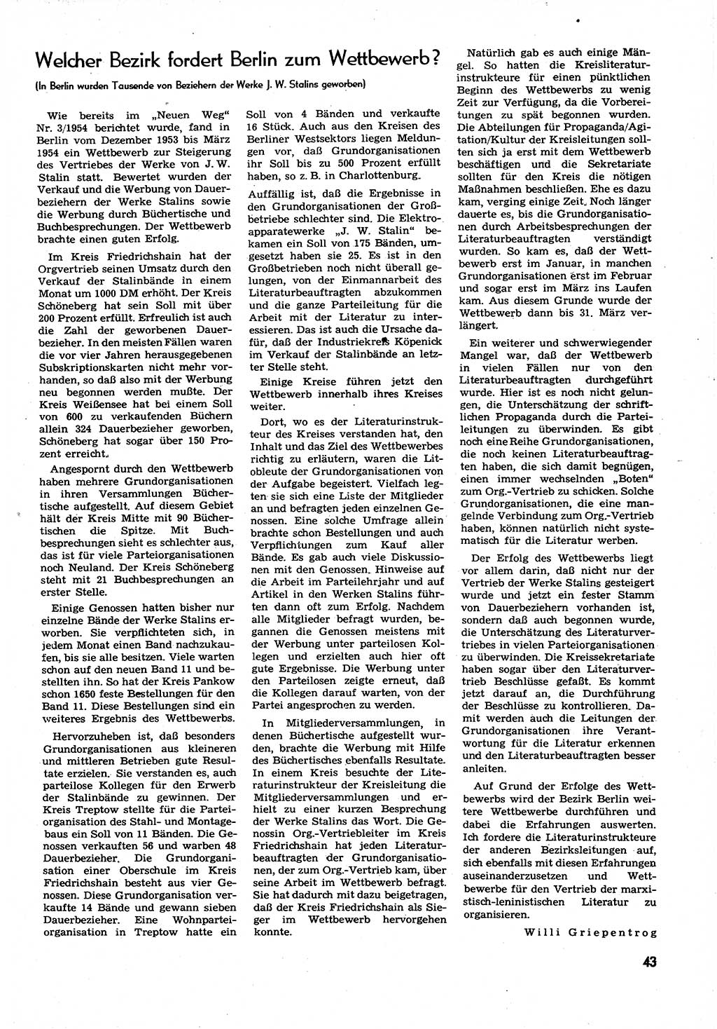 Neuer Weg (NW), Organ des Zentralkomitees (ZK) der SED (Sozialistische Einheitspartei Deutschlands) für alle Parteiarbeiter, 9. Jahrgang [Deutsche Demokratische Republik (DDR)] 1954, Heft 11/43 (NW ZK SED DDR 1954, H. 11/43)
