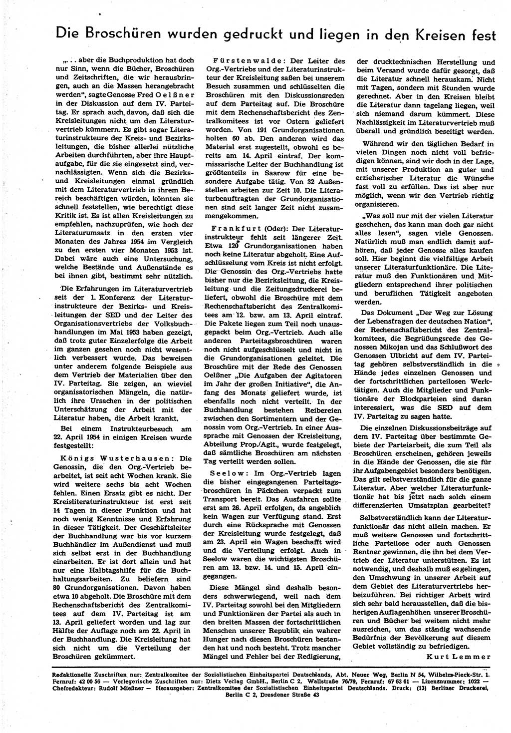 Neuer Weg (NW), Organ des Zentralkomitees (ZK) der SED (Sozialistische Einheitspartei Deutschlands) für alle Parteiarbeiter, 9. Jahrgang [Deutsche Demokratische Republik (DDR)] 1954, Heft 11/44 (NW ZK SED DDR 1954, H. 11/44)