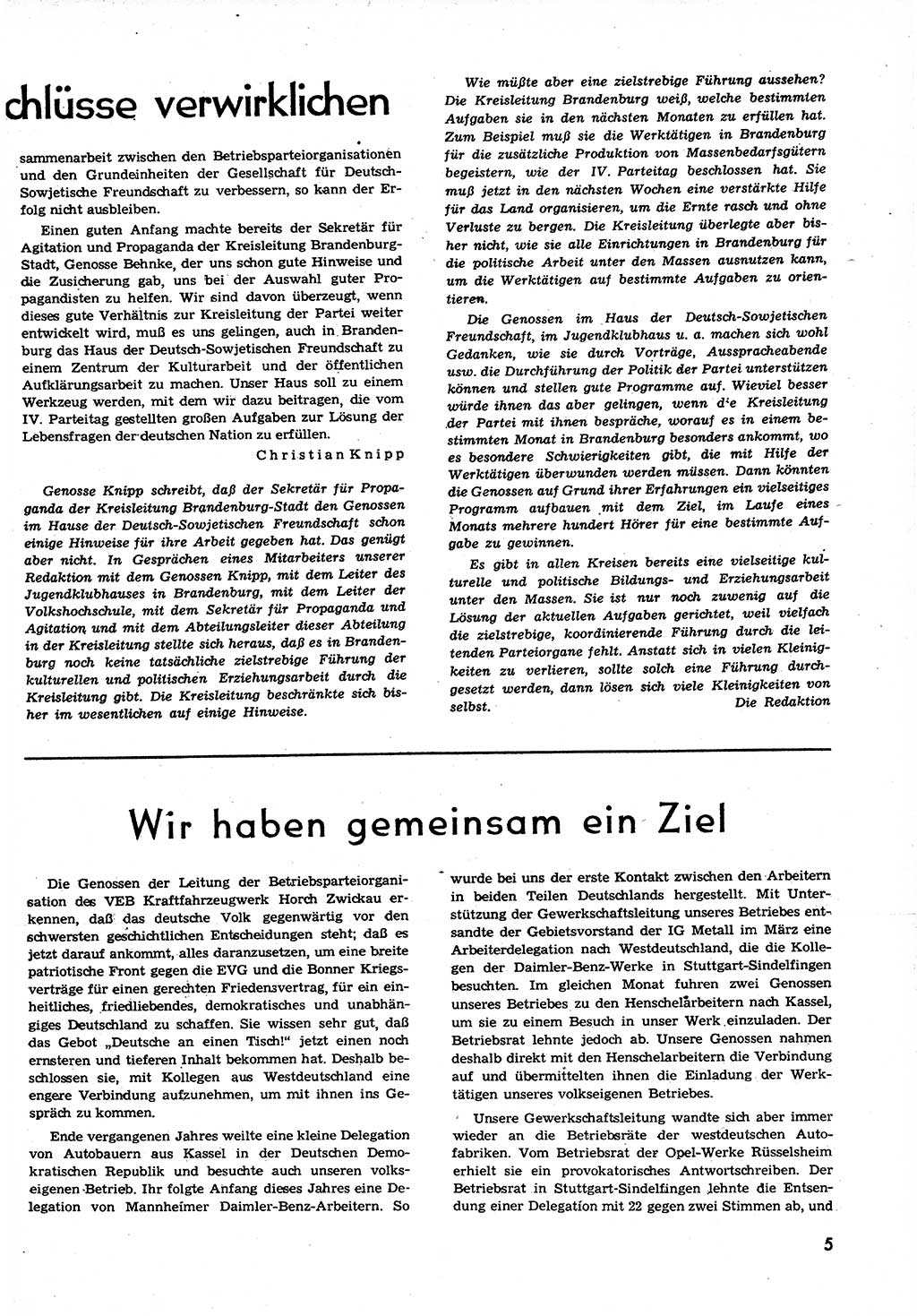 Neuer Weg (NW), Organ des Zentralkomitees (ZK) der SED (Sozialistische Einheitspartei Deutschlands) für alle Parteiarbeiter, 9. Jahrgang [Deutsche Demokratische Republik (DDR)] 1954, Heft 12/5 (NW ZK SED DDR 1954, H. 12/5)