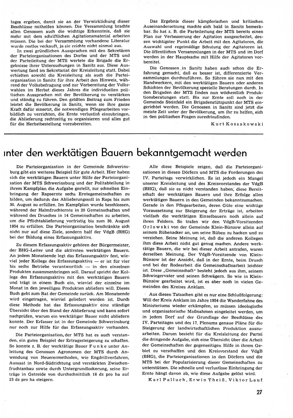 Neuer Weg (NW), Organ des Zentralkomitees (ZK) der SED (Sozialistische Einheitspartei Deutschlands) für alle Parteiarbeiter, 9. Jahrgang [Deutsche Demokratische Republik (DDR)] 1954, Heft 12/27 (NW ZK SED DDR 1954, H. 12/27)