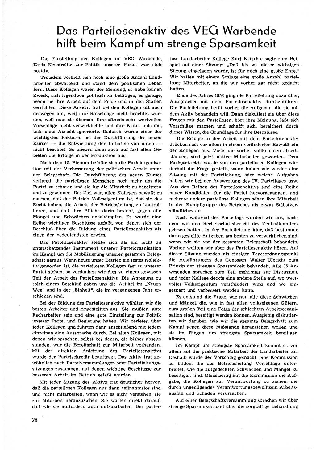 Neuer Weg (NW), Organ des Zentralkomitees (ZK) der SED (Sozialistische Einheitspartei Deutschlands) für alle Parteiarbeiter, 9. Jahrgang [Deutsche Demokratische Republik (DDR)] 1954, Heft 12/28 (NW ZK SED DDR 1954, H. 12/28)