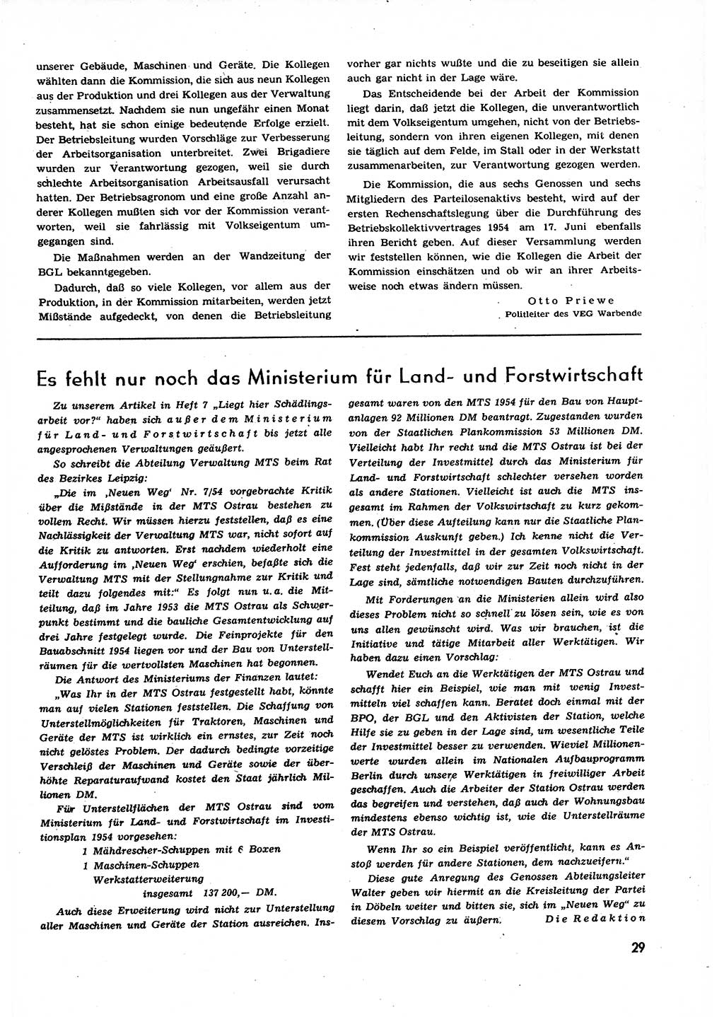 Neuer Weg (NW), Organ des Zentralkomitees (ZK) der SED (Sozialistische Einheitspartei Deutschlands) für alle Parteiarbeiter, 9. Jahrgang [Deutsche Demokratische Republik (DDR)] 1954, Heft 12/29 (NW ZK SED DDR 1954, H. 12/29)