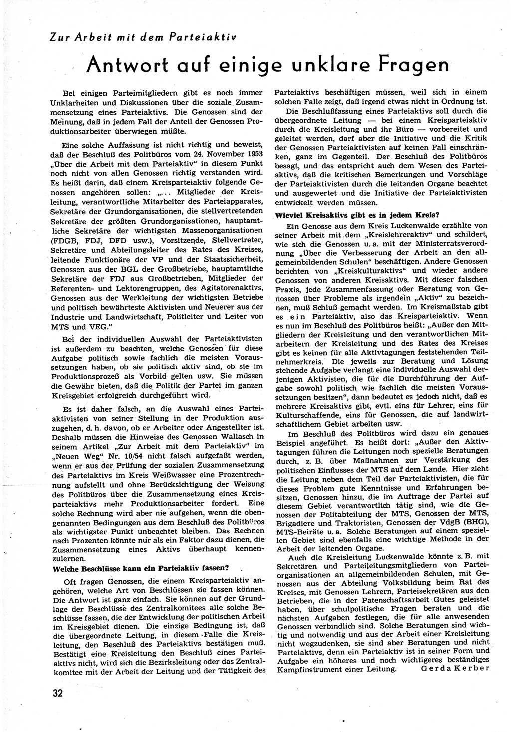 Neuer Weg (NW), Organ des Zentralkomitees (ZK) der SED (Sozialistische Einheitspartei Deutschlands) für alle Parteiarbeiter, 9. Jahrgang [Deutsche Demokratische Republik (DDR)] 1954, Heft 12/32 (NW ZK SED DDR 1954, H. 12/32)