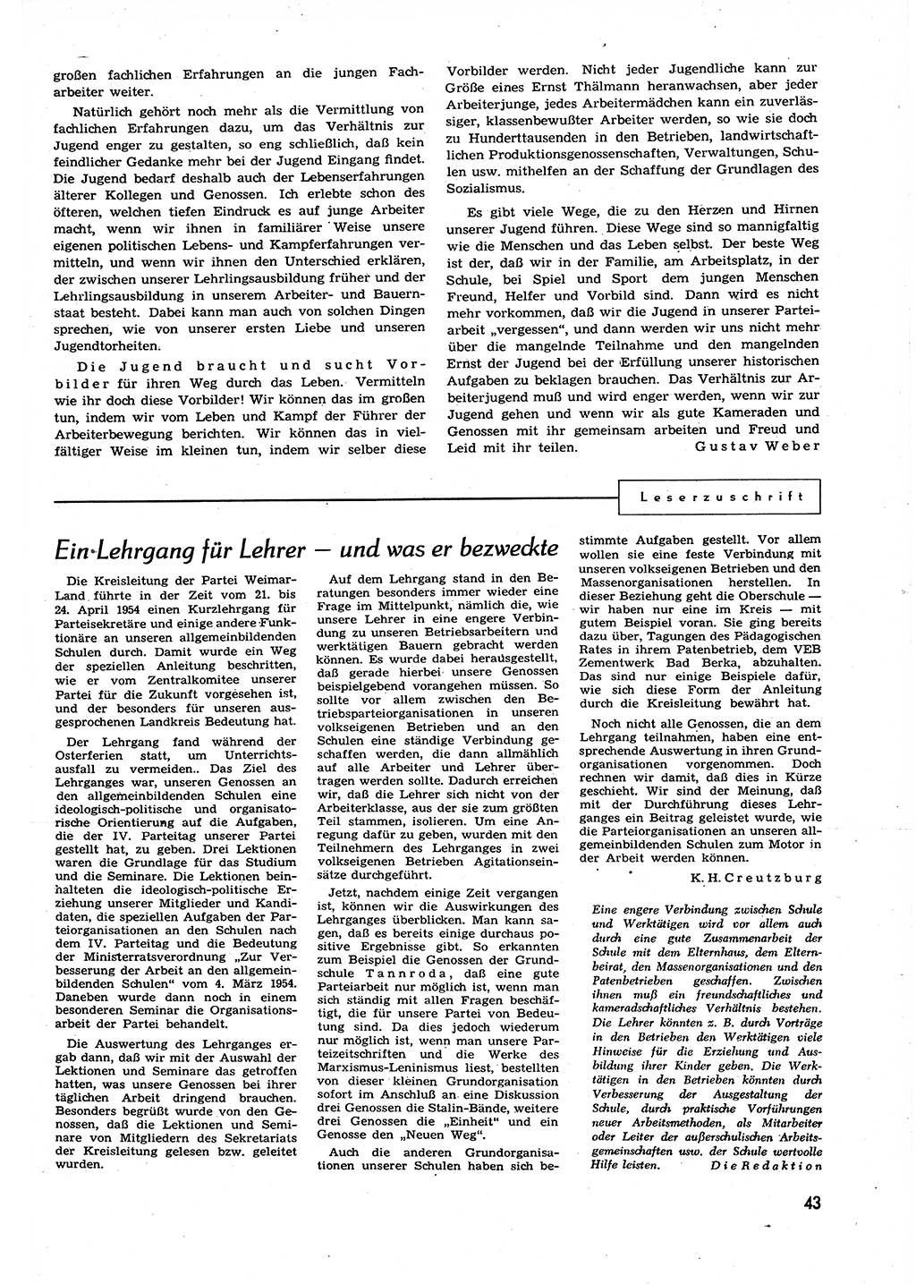 Neuer Weg (NW), Organ des Zentralkomitees (ZK) der SED (Sozialistische Einheitspartei Deutschlands) für alle Parteiarbeiter, 9. Jahrgang [Deutsche Demokratische Republik (DDR)] 1954, Heft 12/43 (NW ZK SED DDR 1954, H. 12/43)