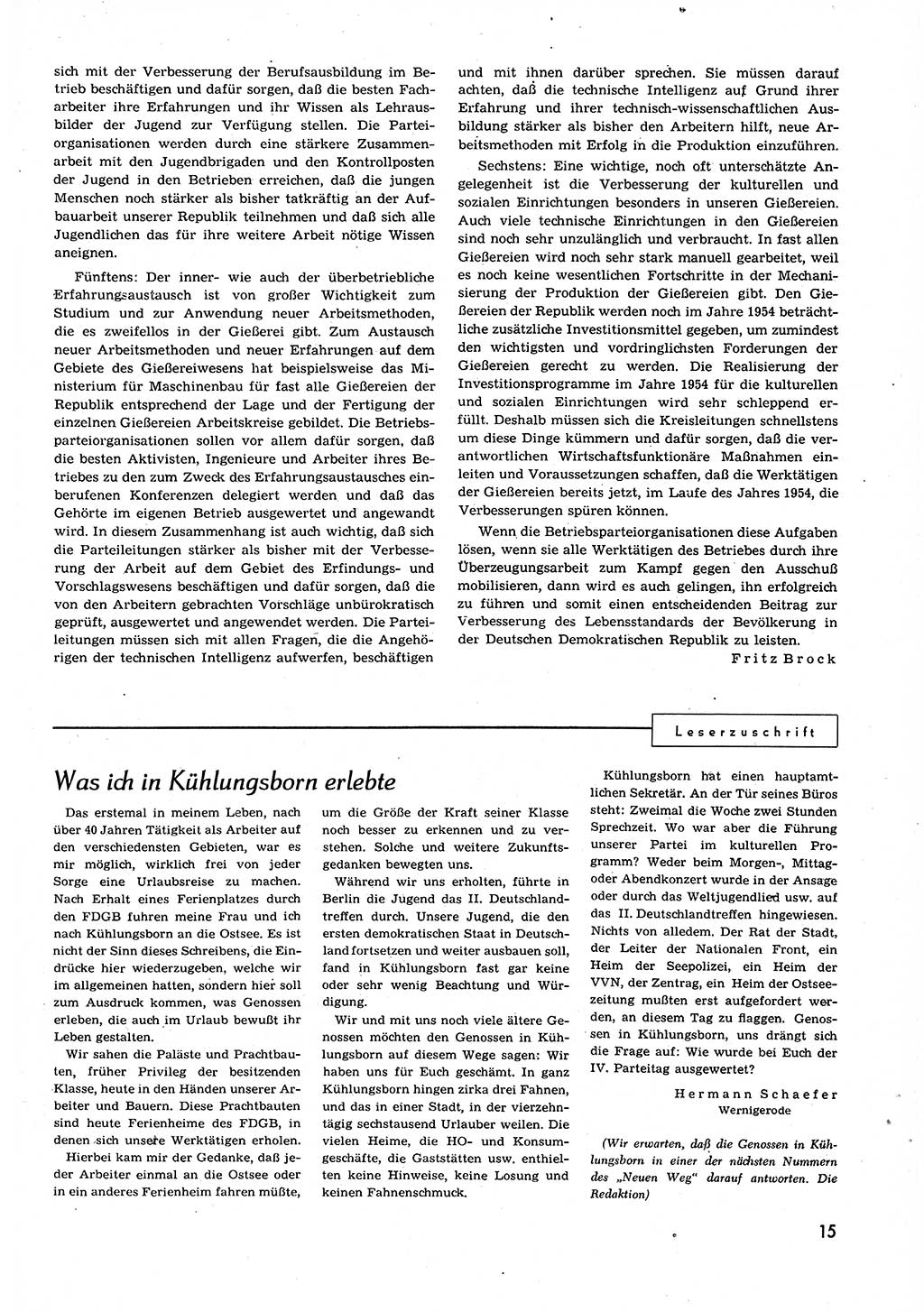 Neuer Weg (NW), Organ des Zentralkomitees (ZK) der SED (Sozialistische Einheitspartei Deutschlands) für alle Parteiarbeiter, 9. Jahrgang [Deutsche Demokratische Republik (DDR)] 1954, Heft 13/15 (NW ZK SED DDR 1954, H. 13/15)