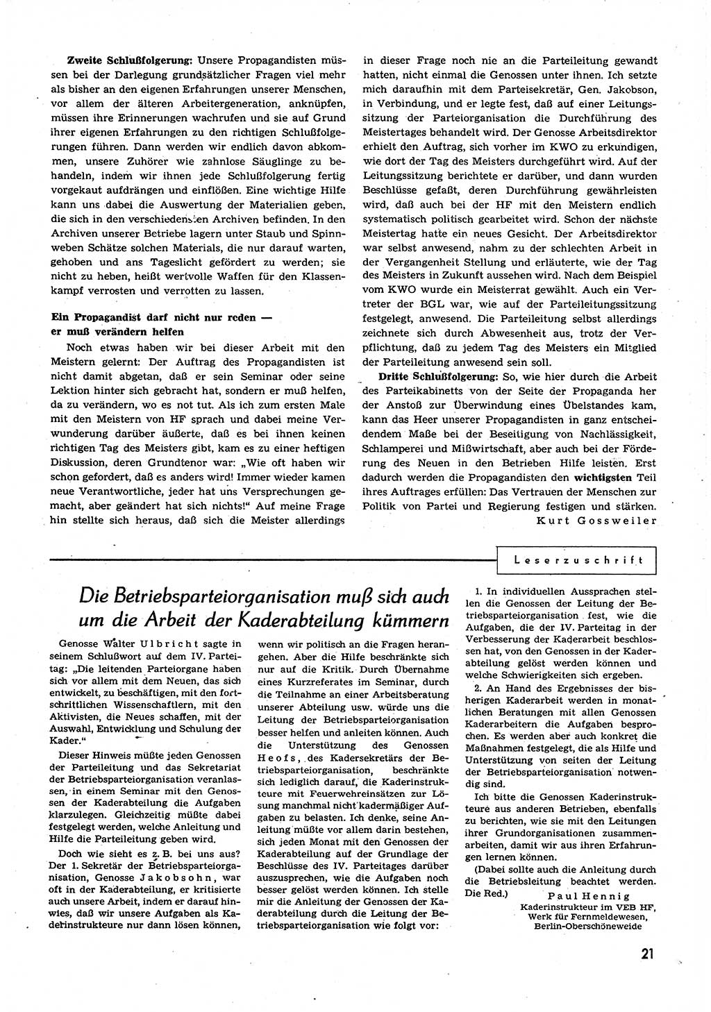 Neuer Weg (NW), Organ des Zentralkomitees (ZK) der SED (Sozialistische Einheitspartei Deutschlands) für alle Parteiarbeiter, 9. Jahrgang [Deutsche Demokratische Republik (DDR)] 1954, Heft 13/21 (NW ZK SED DDR 1954, H. 13/21)