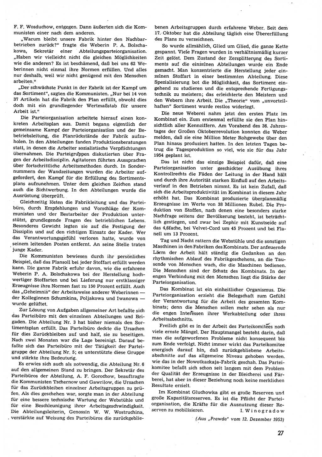 Neuer Weg (NW), Organ des Zentralkomitees (ZK) der SED (Sozialistische Einheitspartei Deutschlands) für alle Parteiarbeiter, 9. Jahrgang [Deutsche Demokratische Republik (DDR)] 1954, Heft 13/27 (NW ZK SED DDR 1954, H. 13/27)