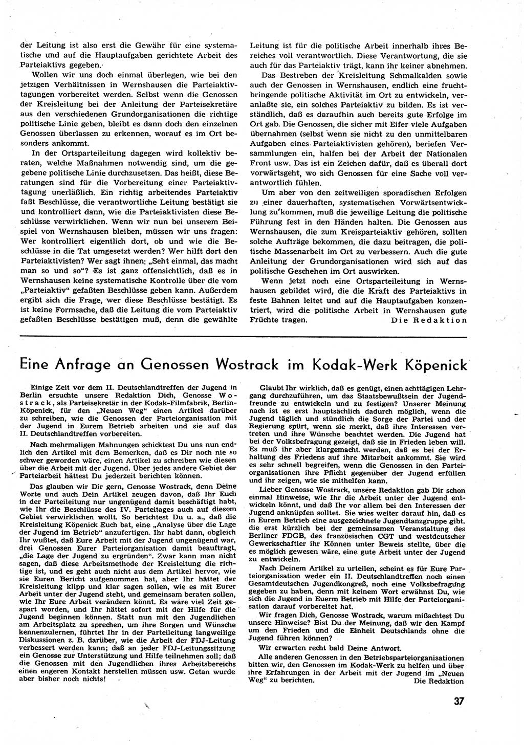 Neuer Weg (NW), Organ des Zentralkomitees (ZK) der SED (Sozialistische Einheitspartei Deutschlands) für alle Parteiarbeiter, 9. Jahrgang [Deutsche Demokratische Republik (DDR)] 1954, Heft 13/37 (NW ZK SED DDR 1954, H. 13/37)