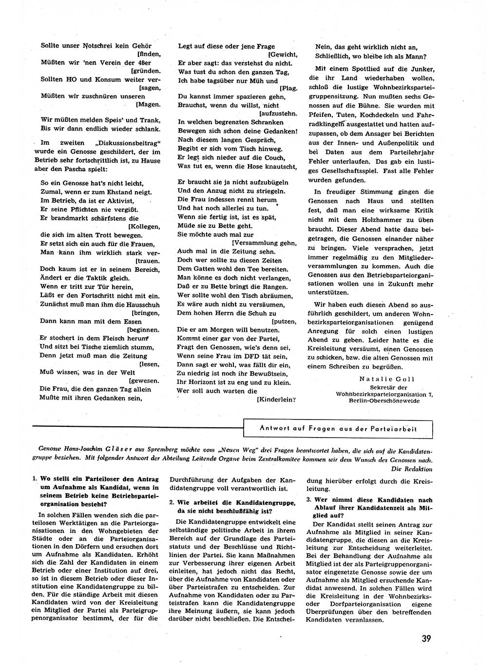 Neuer Weg (NW), Organ des Zentralkomitees (ZK) der SED (Sozialistische Einheitspartei Deutschlands) für alle Parteiarbeiter, 9. Jahrgang [Deutsche Demokratische Republik (DDR)] 1954, Heft 13/39 (NW ZK SED DDR 1954, H. 13/39)