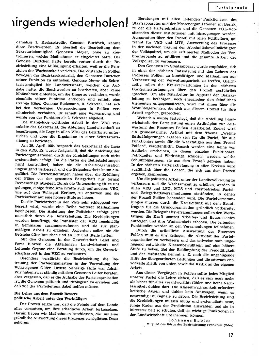 Neuer Weg (NW), Organ des Zentralkomitees (ZK) der SED (Sozialistische Einheitspartei Deutschlands) fÃ¼r alle Parteiarbeiter, 9. Jahrgang [Deutsche Demokratische Republik (DDR)] 1954, Heft 15/17 (NW ZK SED DDR 1954, H. 15/17)