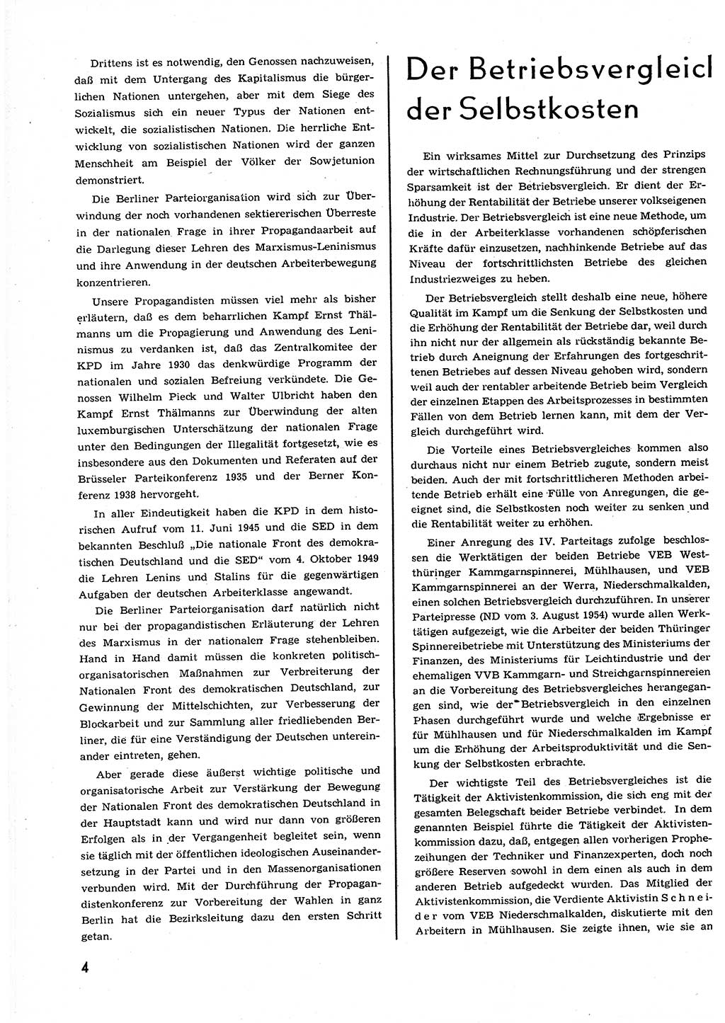 Neuer Weg (NW), Organ des Zentralkomitees (ZK) der SED (Sozialistische Einheitspartei Deutschlands) für alle Parteiarbeiter, 9. Jahrgang [Deutsche Demokratische Republik (DDR)] 1954, Heft 16/4 (NW ZK SED DDR 1954, H. 16/4)