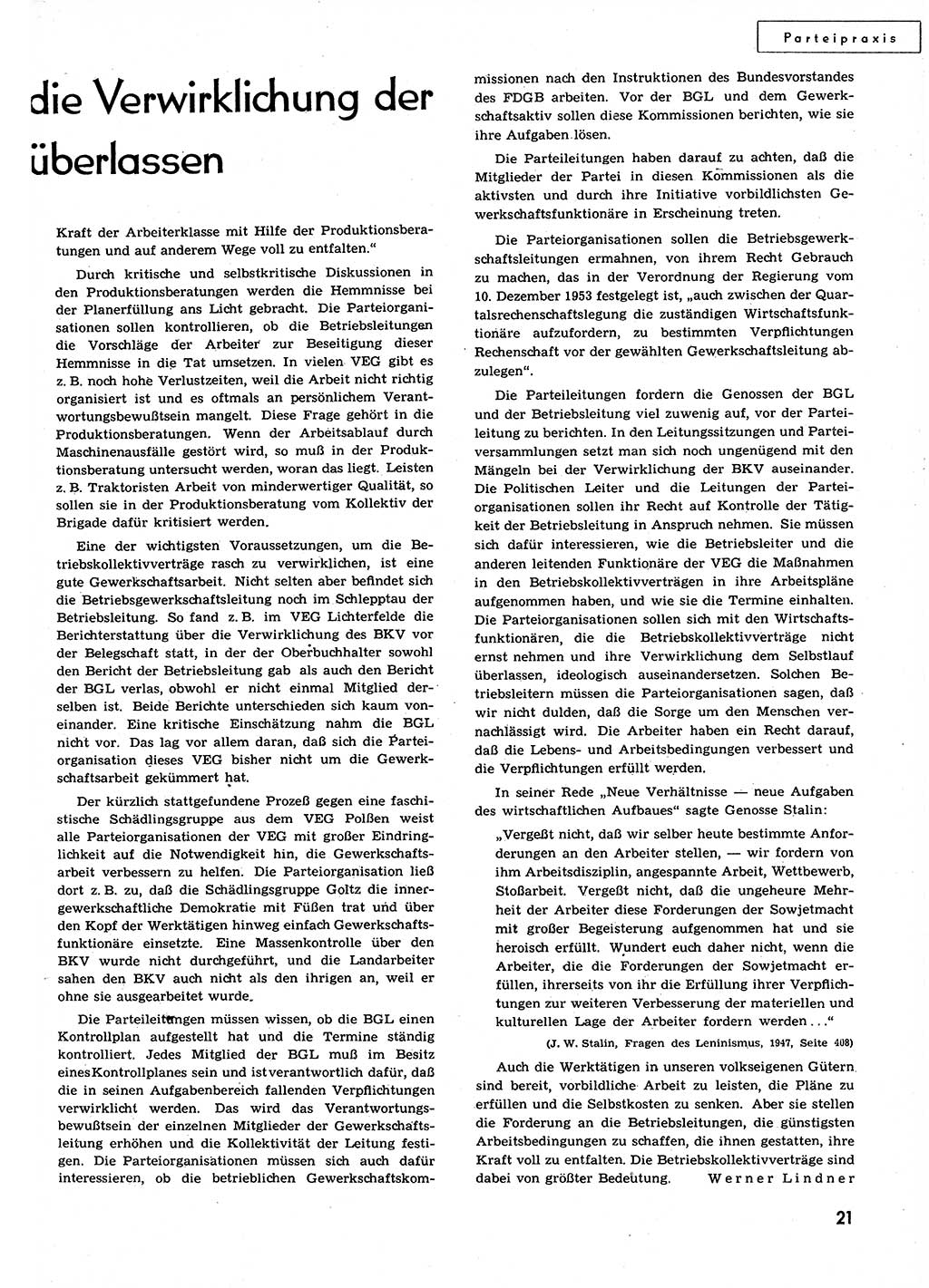 Neuer Weg (NW), Organ des Zentralkomitees (ZK) der SED (Sozialistische Einheitspartei Deutschlands) für alle Parteiarbeiter, 9. Jahrgang [Deutsche Demokratische Republik (DDR)] 1954, Heft 16/21 (NW ZK SED DDR 1954, H. 16/21)