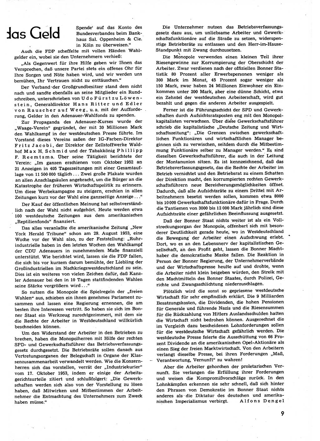 Neuer Weg (NW), Organ des Zentralkomitees (ZK) der SED (Sozialistische Einheitspartei Deutschlands) für alle Parteiarbeiter, 9. Jahrgang [Deutsche Demokratische Republik (DDR)] 1954, Heft 17/9 (NW ZK SED DDR 1954, H. 17/9)