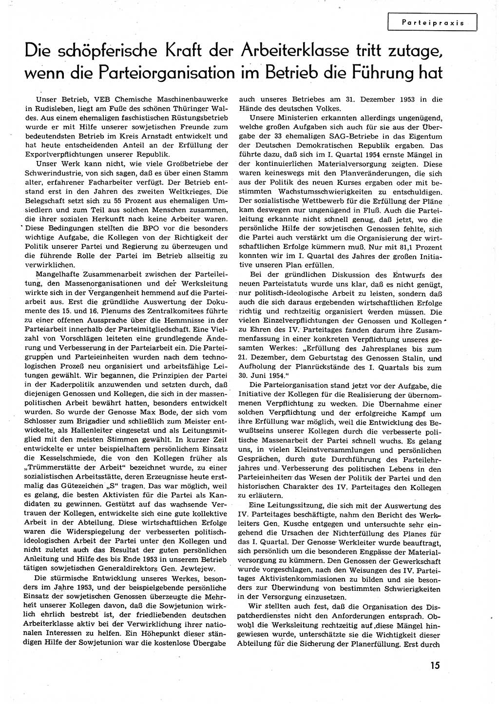 Neuer Weg (NW), Organ des Zentralkomitees (ZK) der SED (Sozialistische Einheitspartei Deutschlands) für alle Parteiarbeiter, 9. Jahrgang [Deutsche Demokratische Republik (DDR)] 1954, Heft 17/15 (NW ZK SED DDR 1954, H. 17/15)