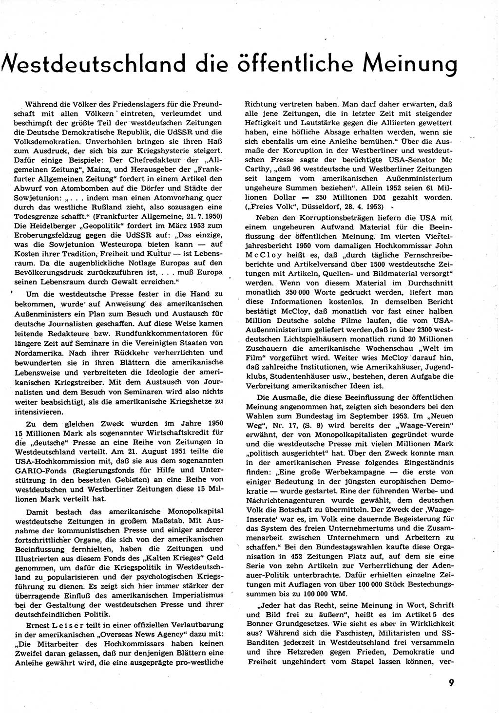 Neuer Weg (NW), Organ des Zentralkomitees (ZK) der SED (Sozialistische Einheitspartei Deutschlands) für alle Parteiarbeiter, 9. Jahrgang [Deutsche Demokratische Republik (DDR)] 1954, Heft 18/9 (NW ZK SED DDR 1954, H. 18/9)